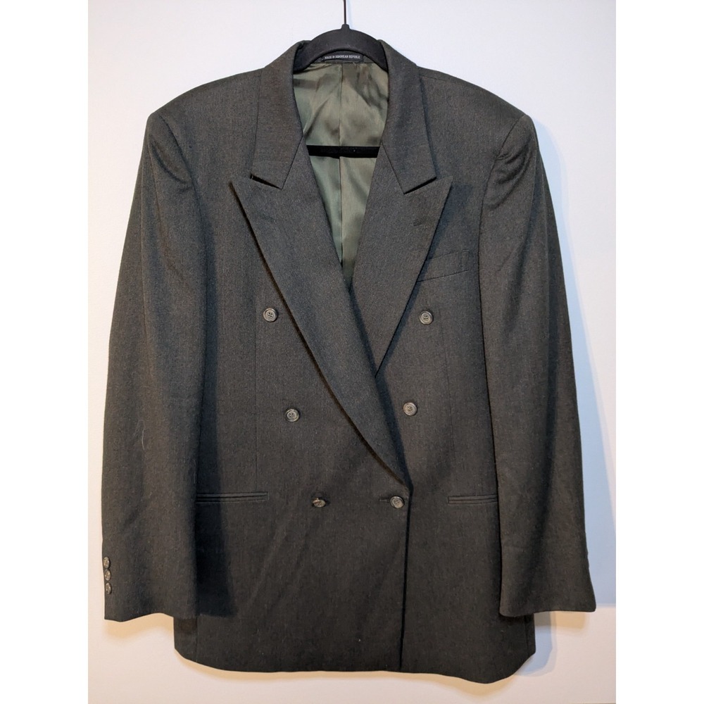 C&R Clothiers Cannes 100% Wool Double Breasted Peak Lapel Blazer - Men's 42L